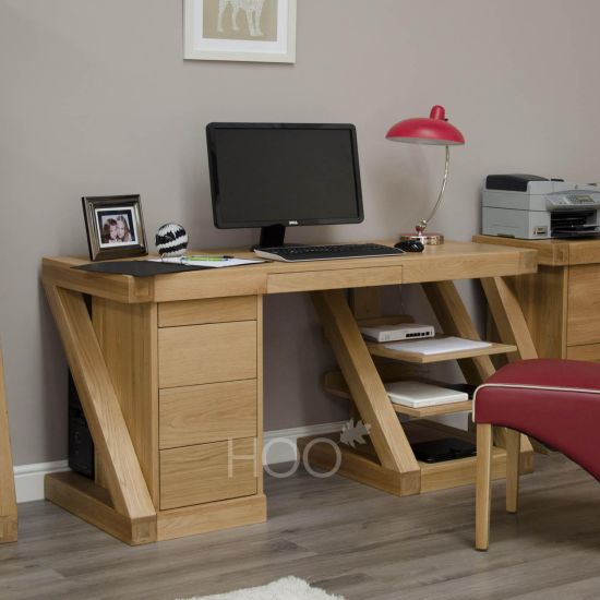 Z Oak Large Computer Desk