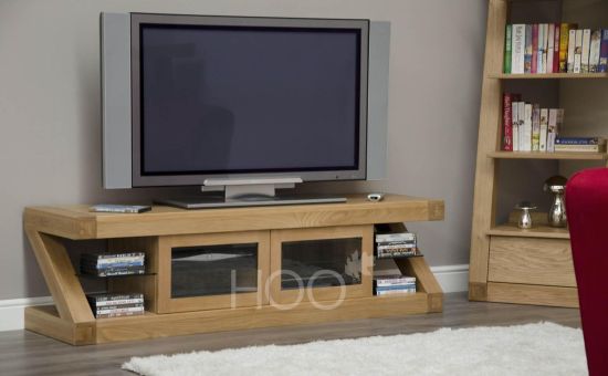 Z Oak Glass Plasma TV Unit