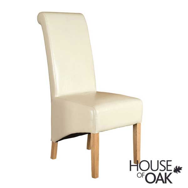 Richmond Ivory Leather Dining Chair, Cream Leather Parsons Dining Chair