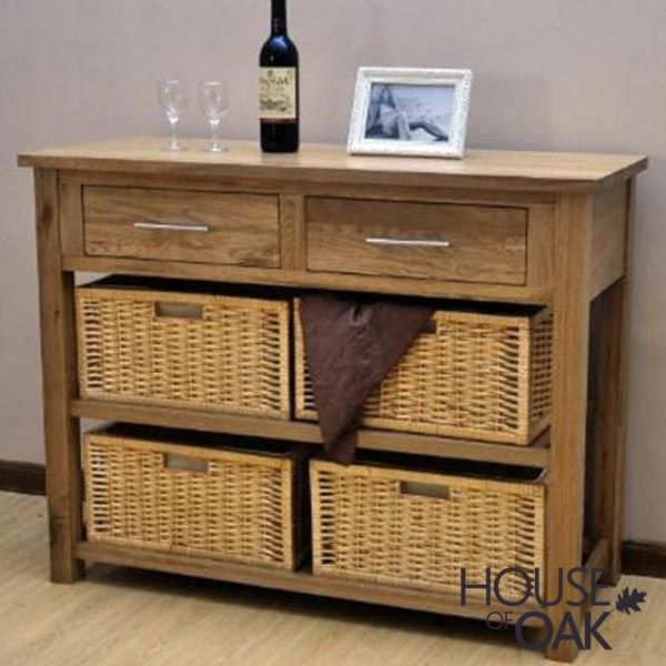 wiltshire Oak Console Table with Storage Baskets 