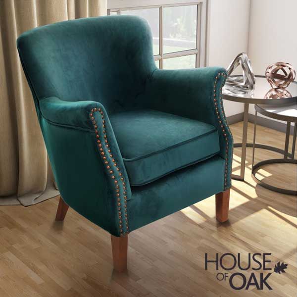 Cromarty Armchair Teal Velvet House Of Oak