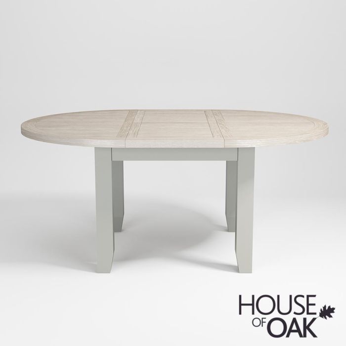 Ella Chalked Oak Misty Grey 110cm Round Extending Dining Table House Of Oak