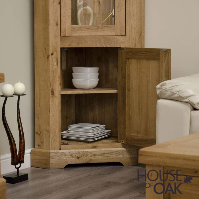 Small oak deals corner display cabinet