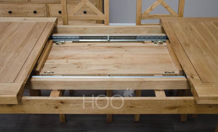 Solid timber top extendable dining table