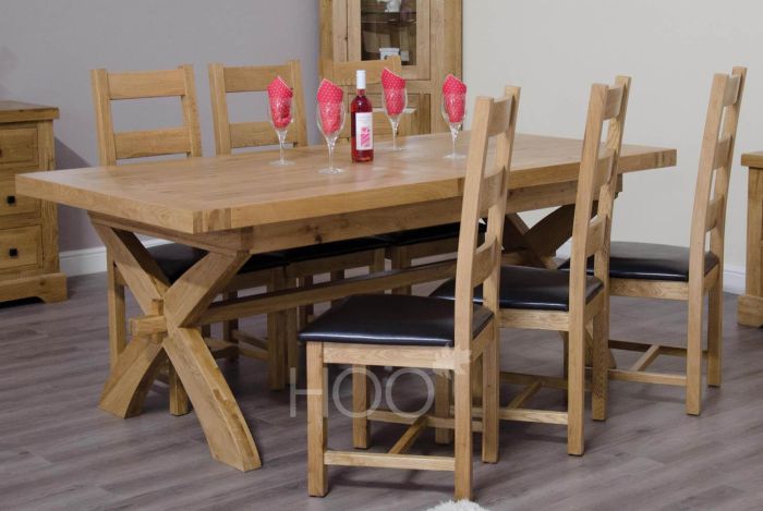 Oak cross leg discount dining table