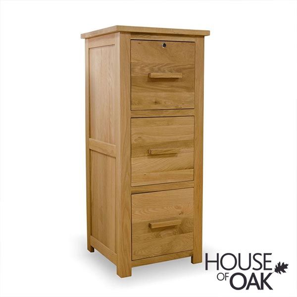 Opus Solid Oak 3 Drawer Filing Cabinet, Oak File Cabinet 3 Drawer