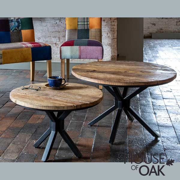 Java Sleeper Wood Round Set of 2 Coffee Tables House of Oak