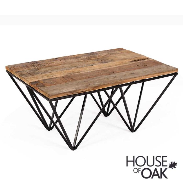 Cosgrove Reclaimed Wood Coffee Table, Coffee Table Wood Metal Frame