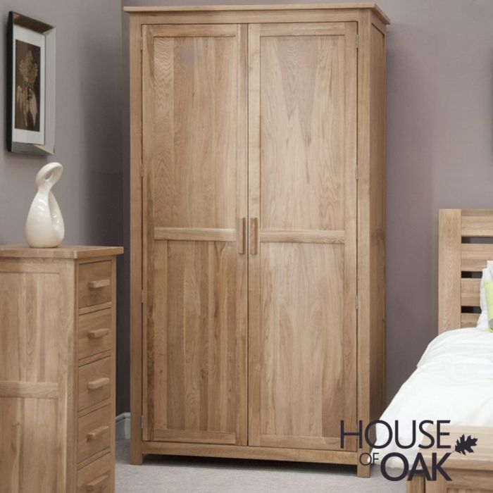 Solid oak store double wardrobe