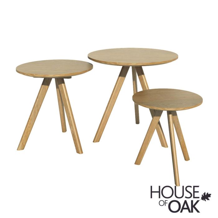 Round Nest Of Tables Scandic Oak, Round Oak Coffee Table Nest