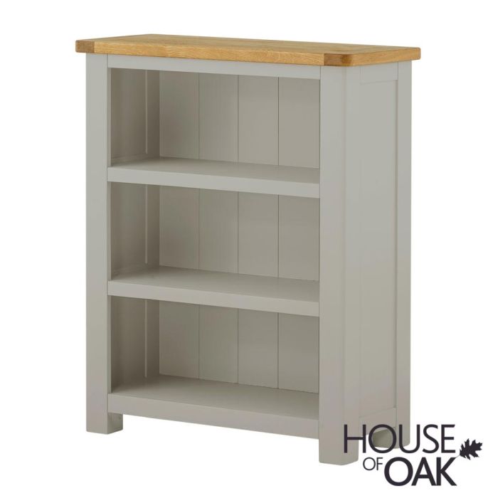 Portman Painted Small Bookcase In Stone, Hampshire Grey Painted Oak Large Bookcase