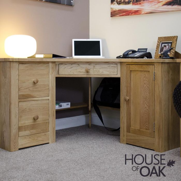 Solid oak hotsell corner computer desk