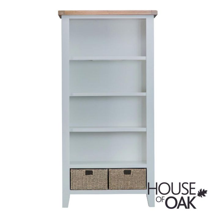 Florence Oak Large Bookcase Grey, Hampshire Grey Painted Oak Large Bookcase