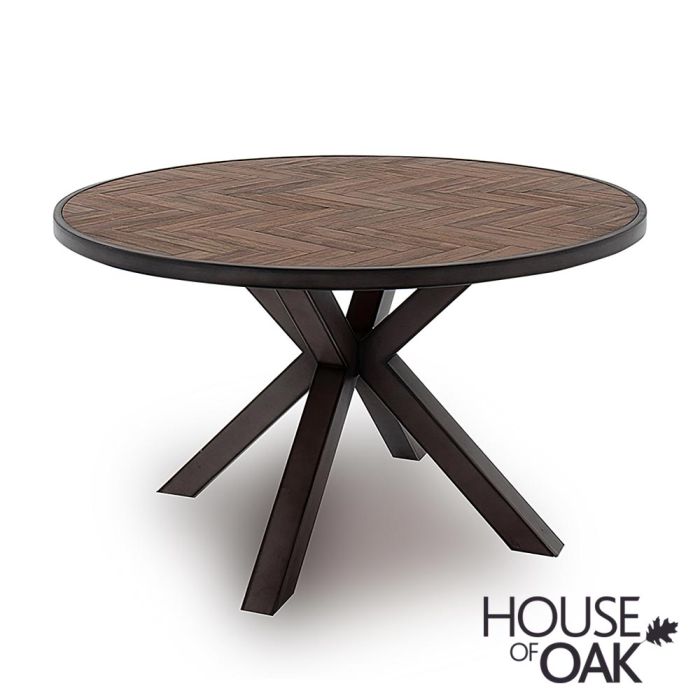 Vanya 130cm Round Dining Table House, Chunky Rustic Oak Round Dining Table