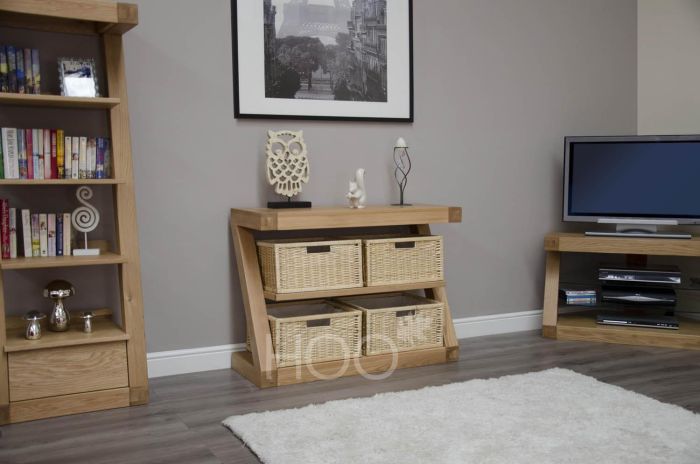 Z Oak Basket Console Table House of Oak