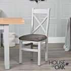 Roma Oak Cross Back Dining Chair with Oak Seat in Grey Painted