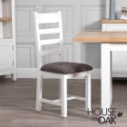 Roma Oak Ladder Back Dining Chair with Fabric Seat in White Painted