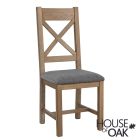 Chatsworth Oak Cross Back Dining Chair with Grey Check Seatpad