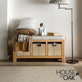 London Oak Storage Bench With Choice of 3 Cushions House of Oak