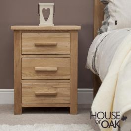 Opus Solid Oak 3 Drawer Bedside Cabinet