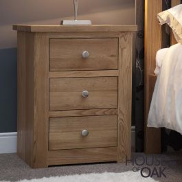 Torino Solid Oak 3 Drawer Bedside Cabinet