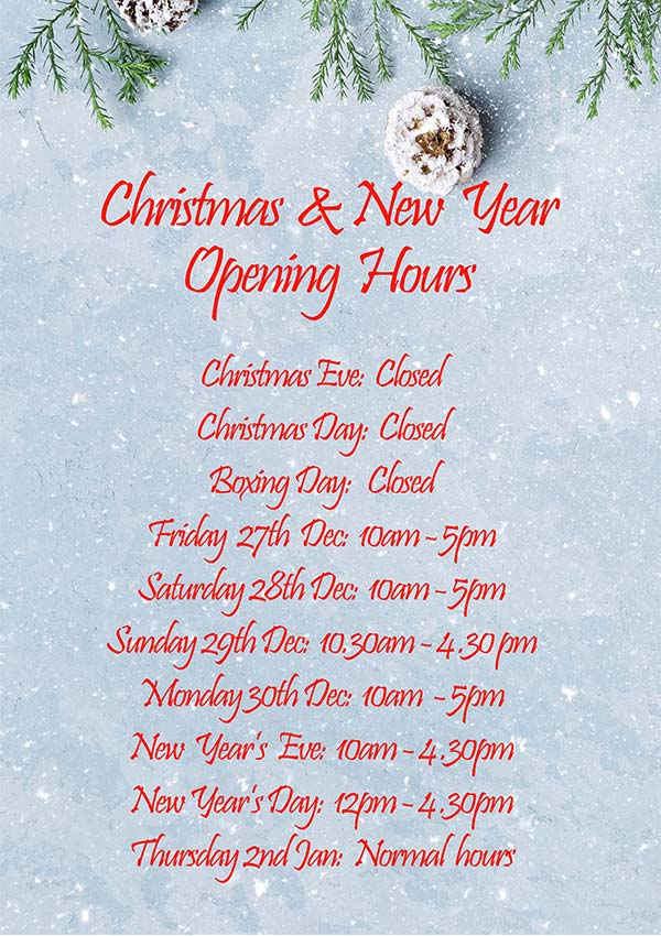 Christmas and New Year Opening Hours 2019/20