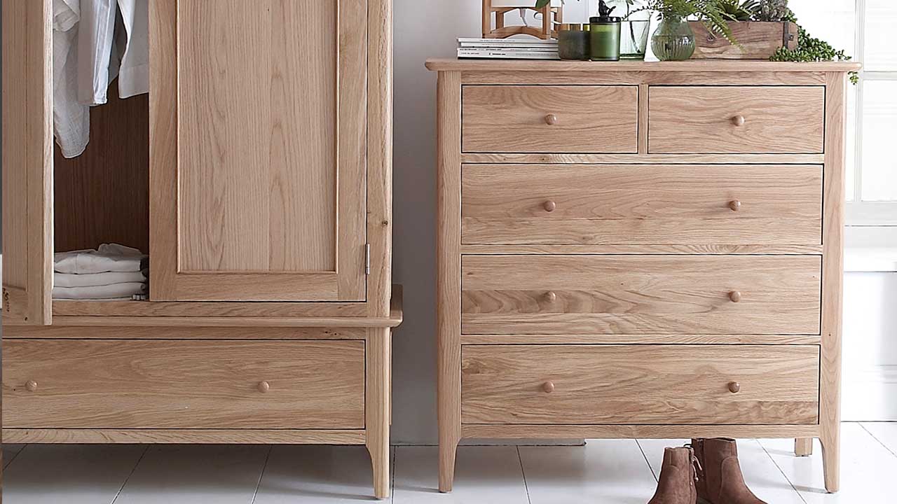 Matching wardrobe and chests of drawers
