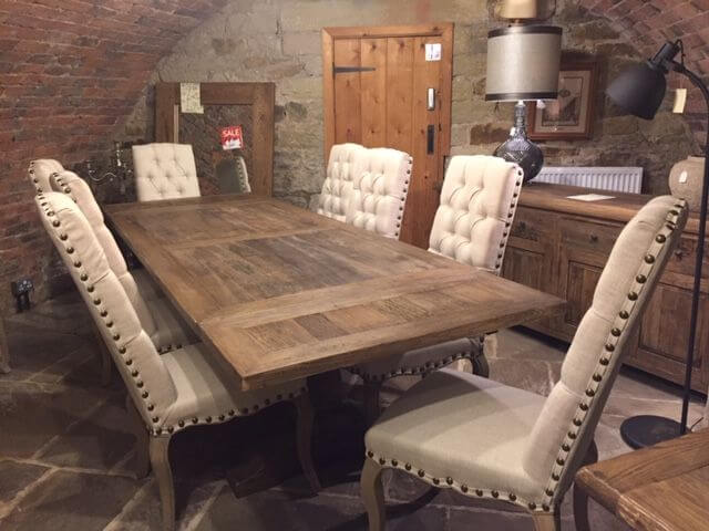 Reclaimed elm farmhouse dining table