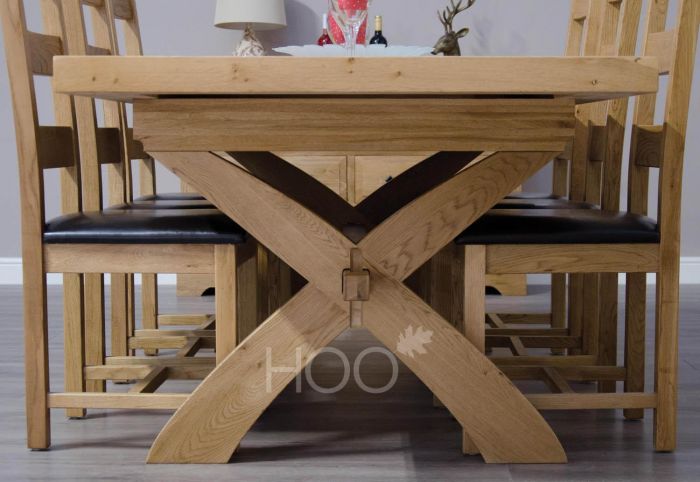 Deluxe Oak X Leg Extending Dining Table, Extending Dining Table And Chairs Uk