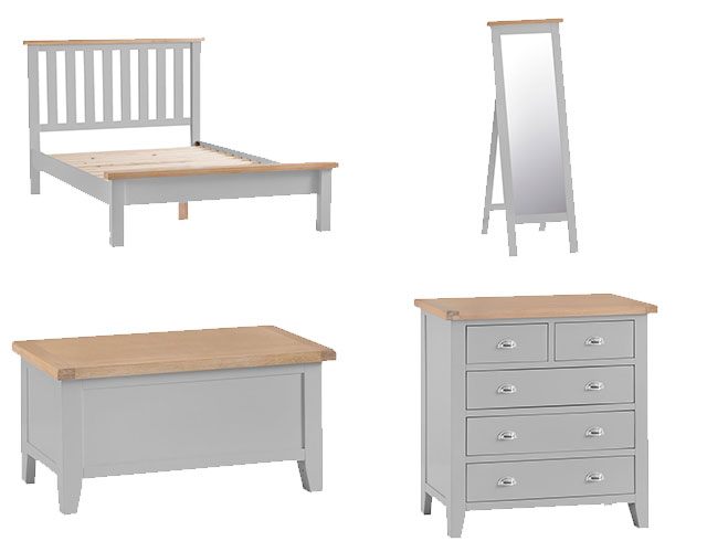 Florence Oak Bedroom in Grey Painted