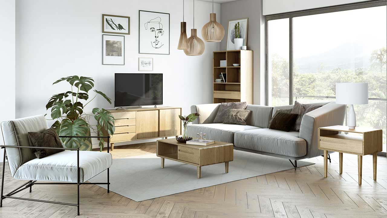 scandi oak living room furniture