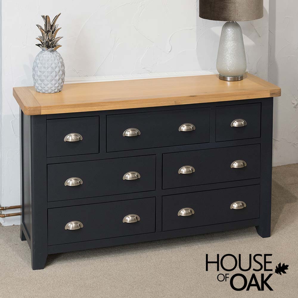 Tuscany Oak 3 Over 4 Chest of Drawers in Dark Blue Painted