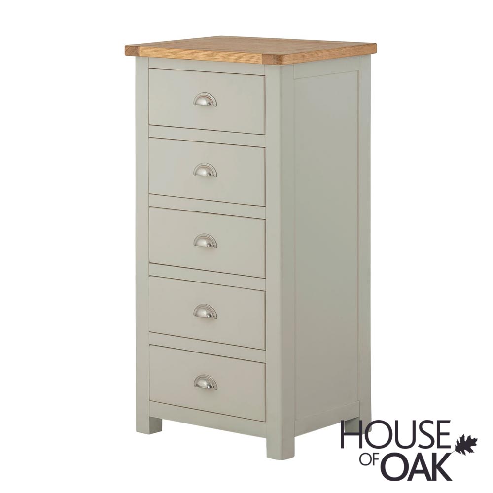 Portman Painted 5 Drawer Slim Jim in Stone Grey