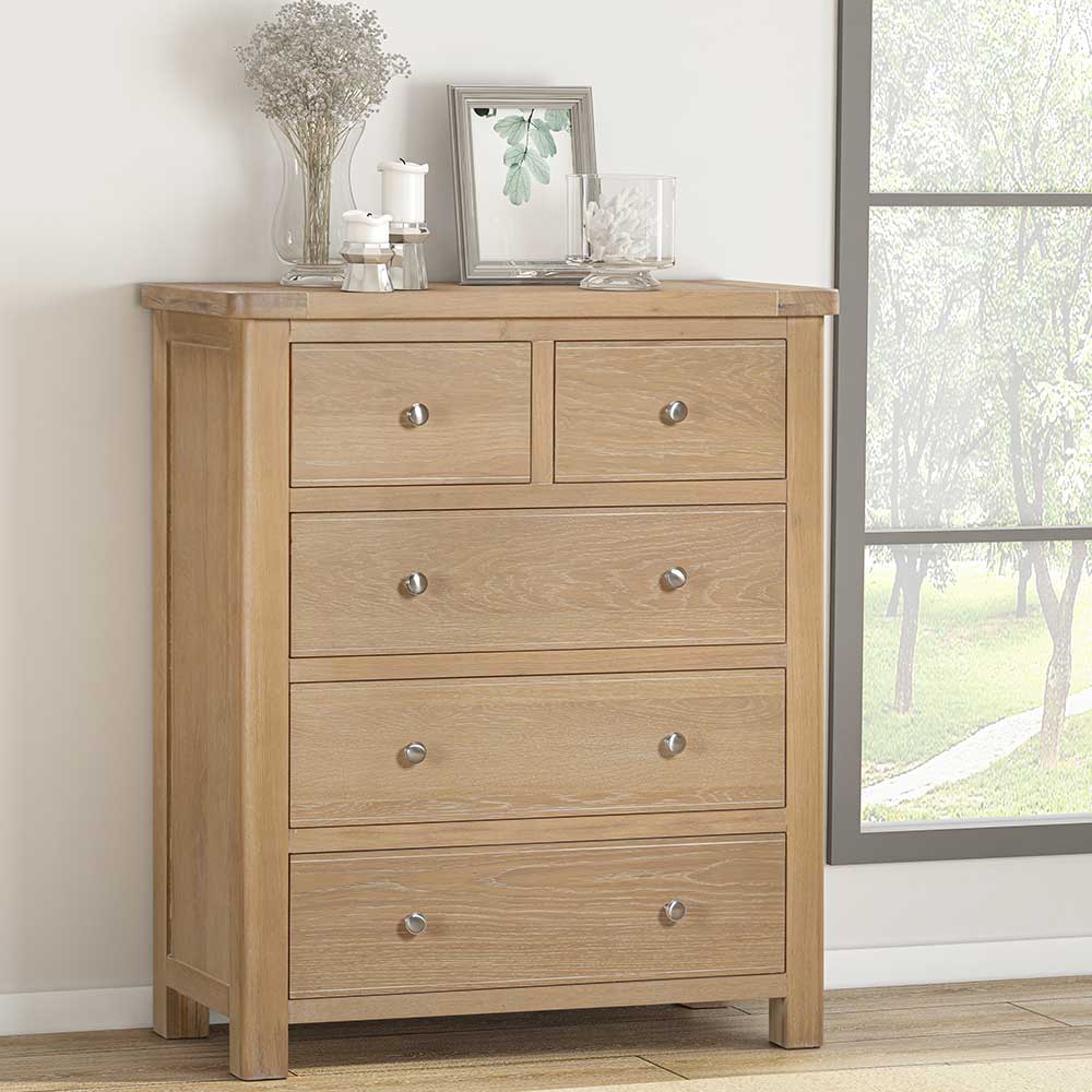 Carrington Oak 2 Over 3 Chest of Drawers