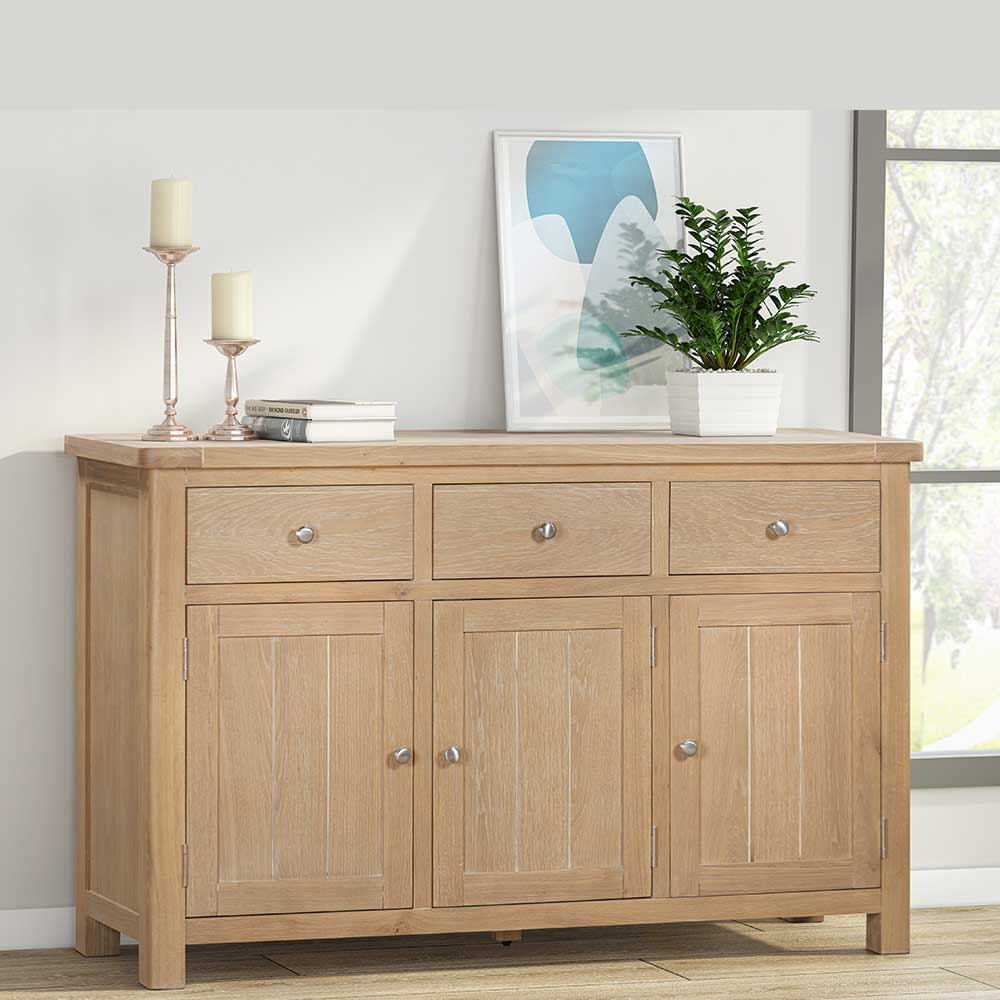Carrington Oak 3 Door 3 Drawer Sideboard