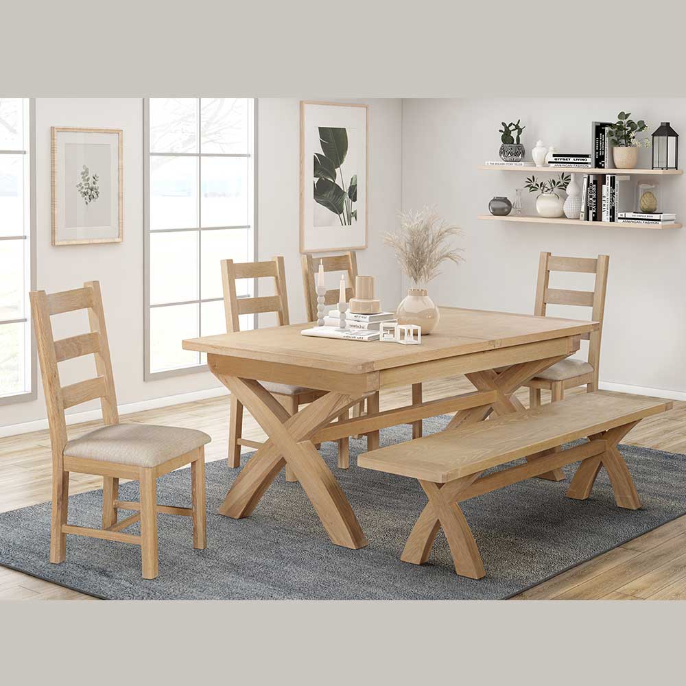 Carrington Oak 180cm Cross Leg Extending Dining Table