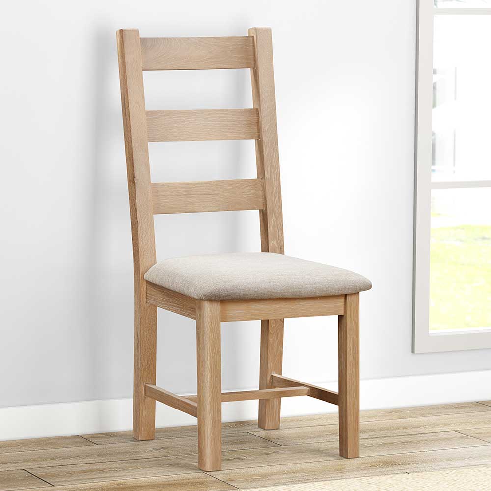 Carrington Oak Ladder Back Chair With Fabric Seat