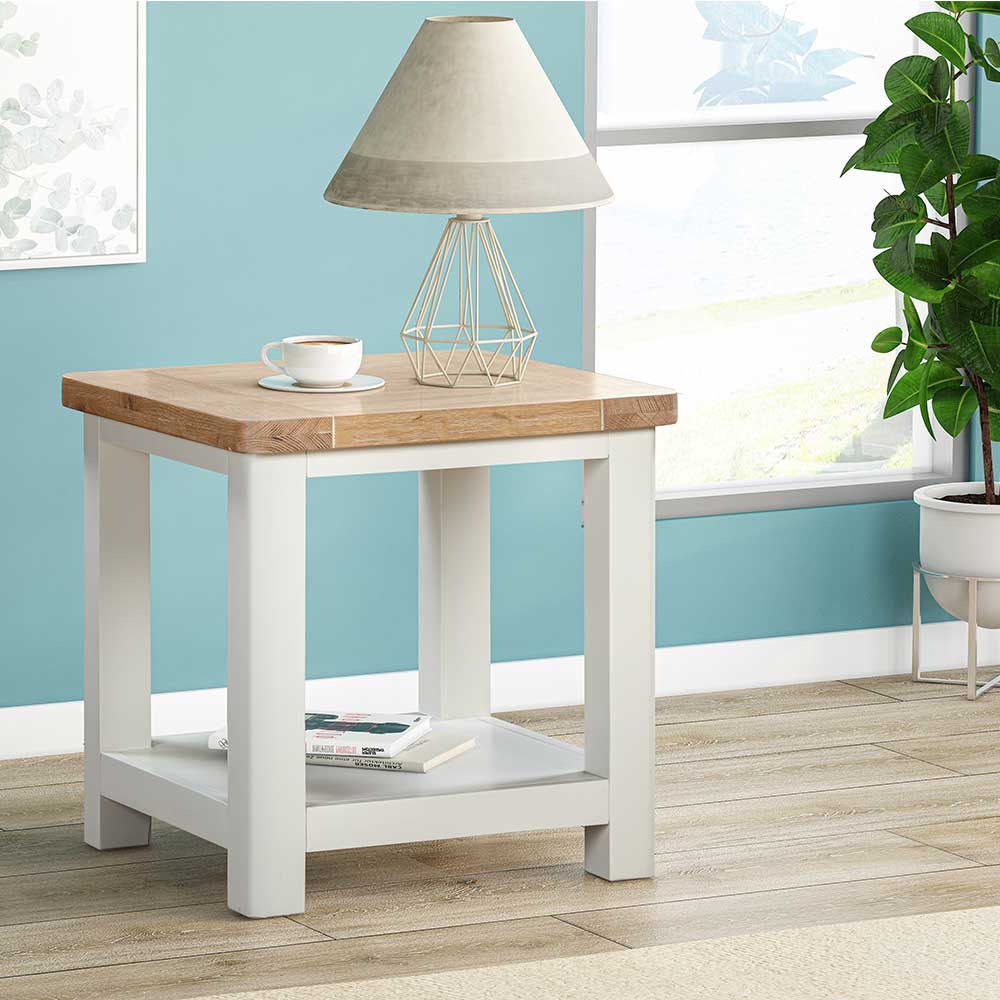 Carrington Oak Lamp Table Painted in Off White