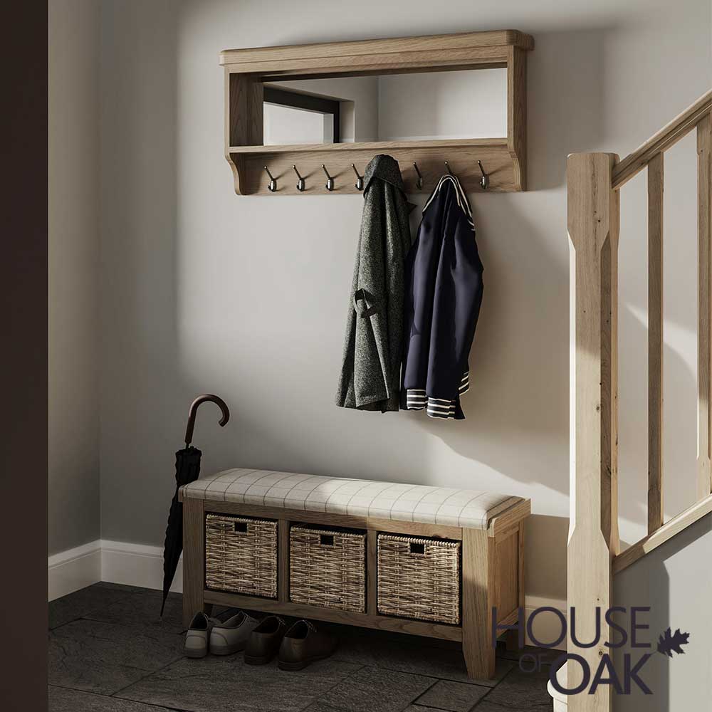 Chatsworth Oak Mirrored Top with Coat Hooks ONLY, Base sold Separately