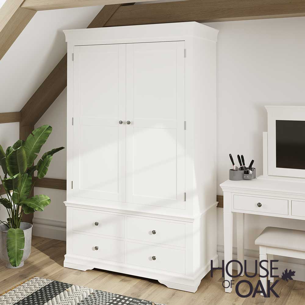 Chantilly White 2 Door 4 Drawer Wardrobe