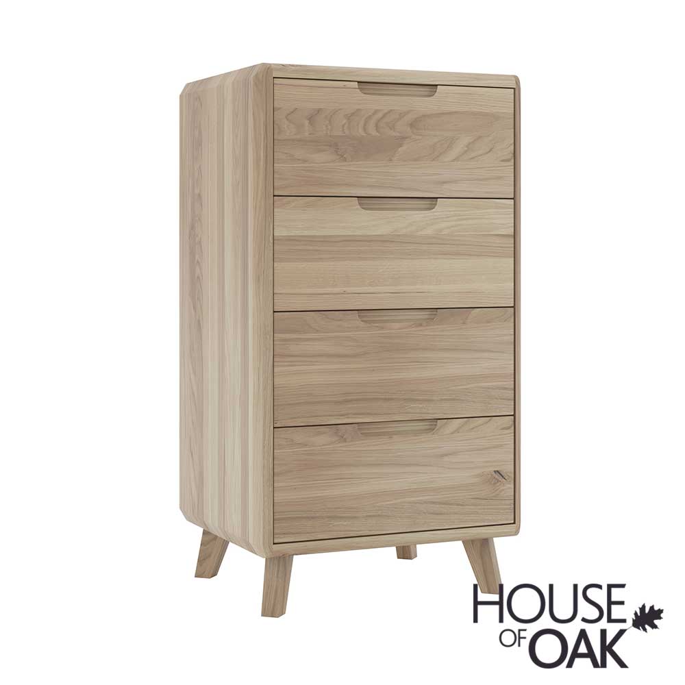Como Solid Oak 4 Drawer Slim Chest of Drawers