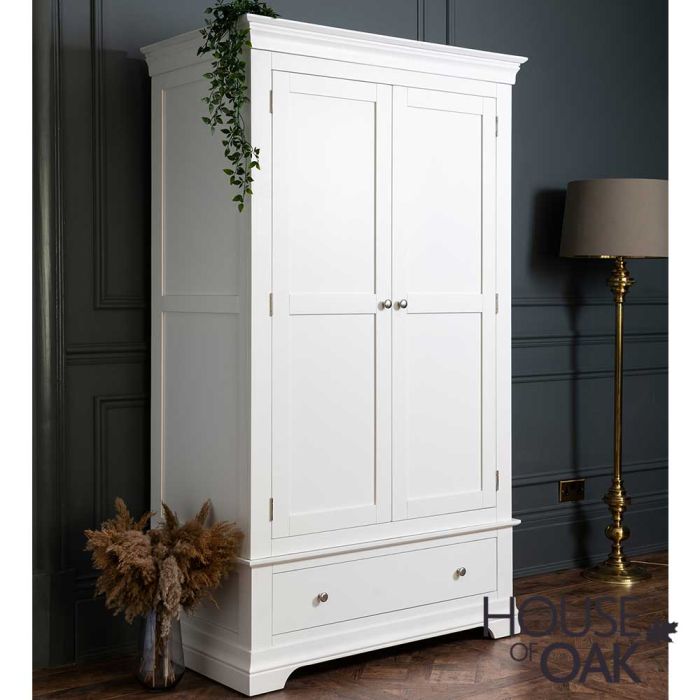 Chester White Double Wardrobe with 1 Drawer | House of Oak