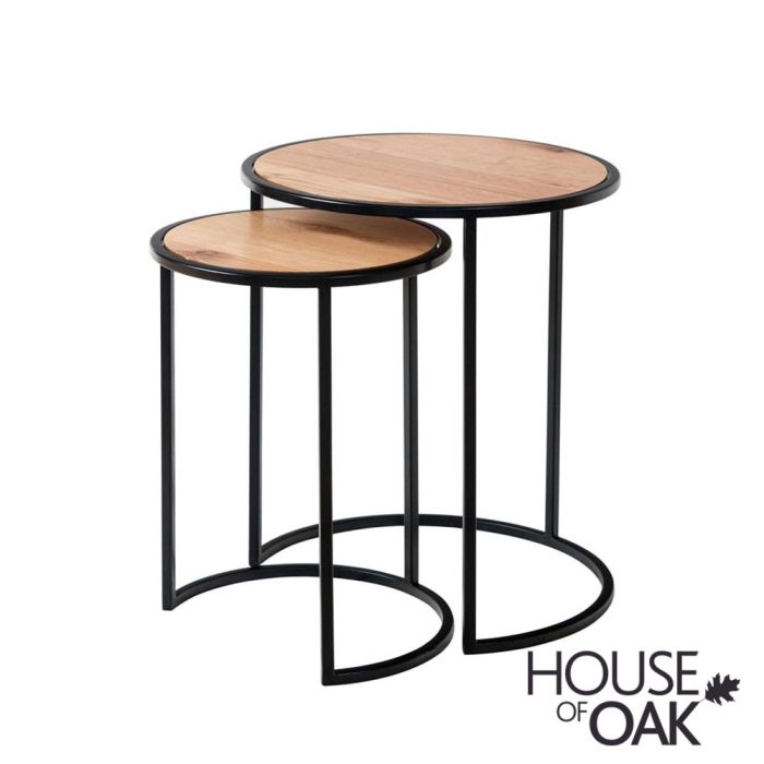 Forged Oak Round Nest Of 2 Tables, Round Nest Of Tables
