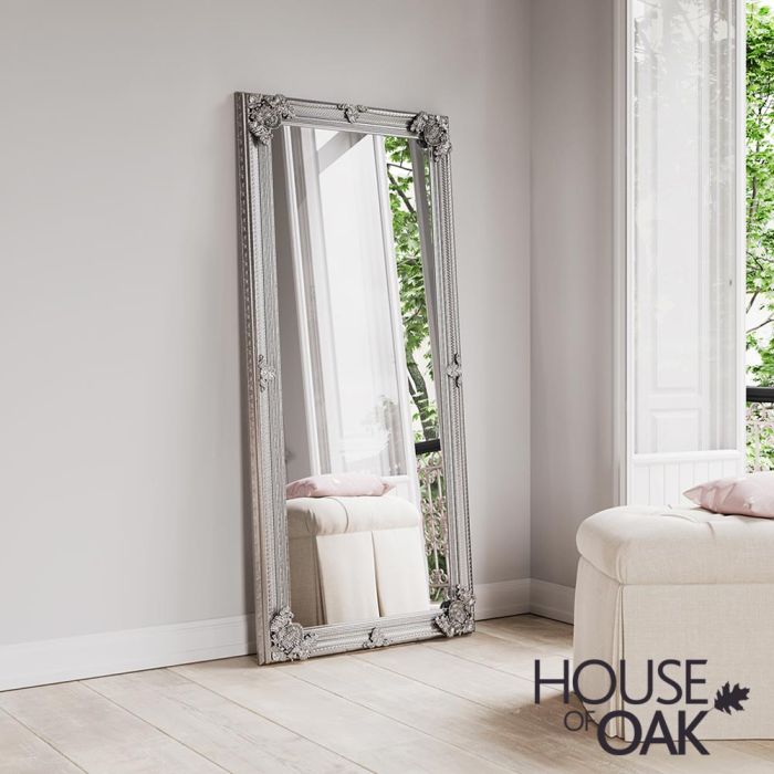 Neptune Tall Leaner Silver Frame Mirror, How Tall Should A Leaner Mirror Be