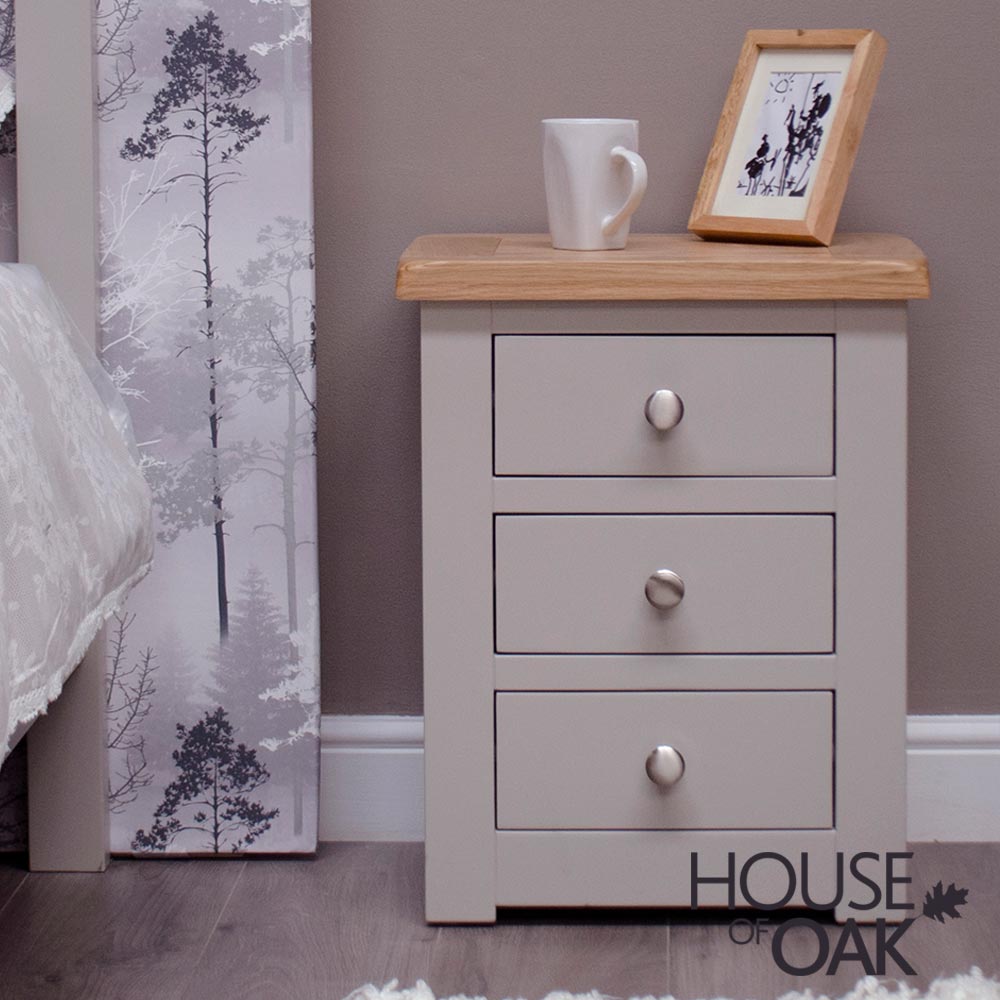 Diamond Grey 3 Drawer Bedside Cabinet House Of Oak