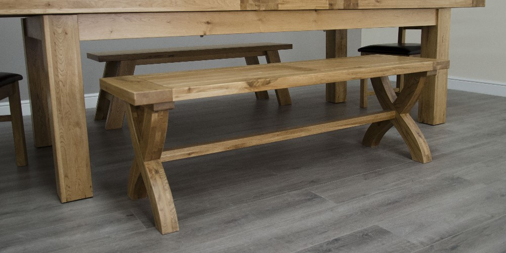 Deluxe Solid Oak X Leg Bench