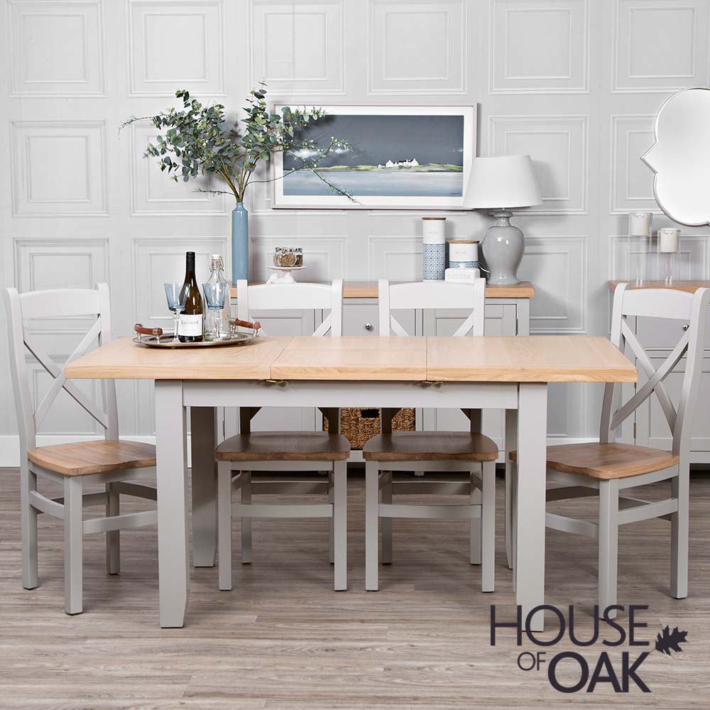 Roma Oak 120cm Extending Table in Grey Painted