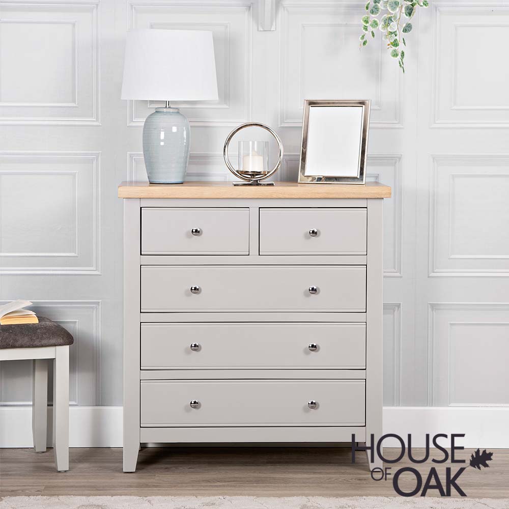 Roma Oak 2 Over 3 Chest of Drawers in Grey Painted