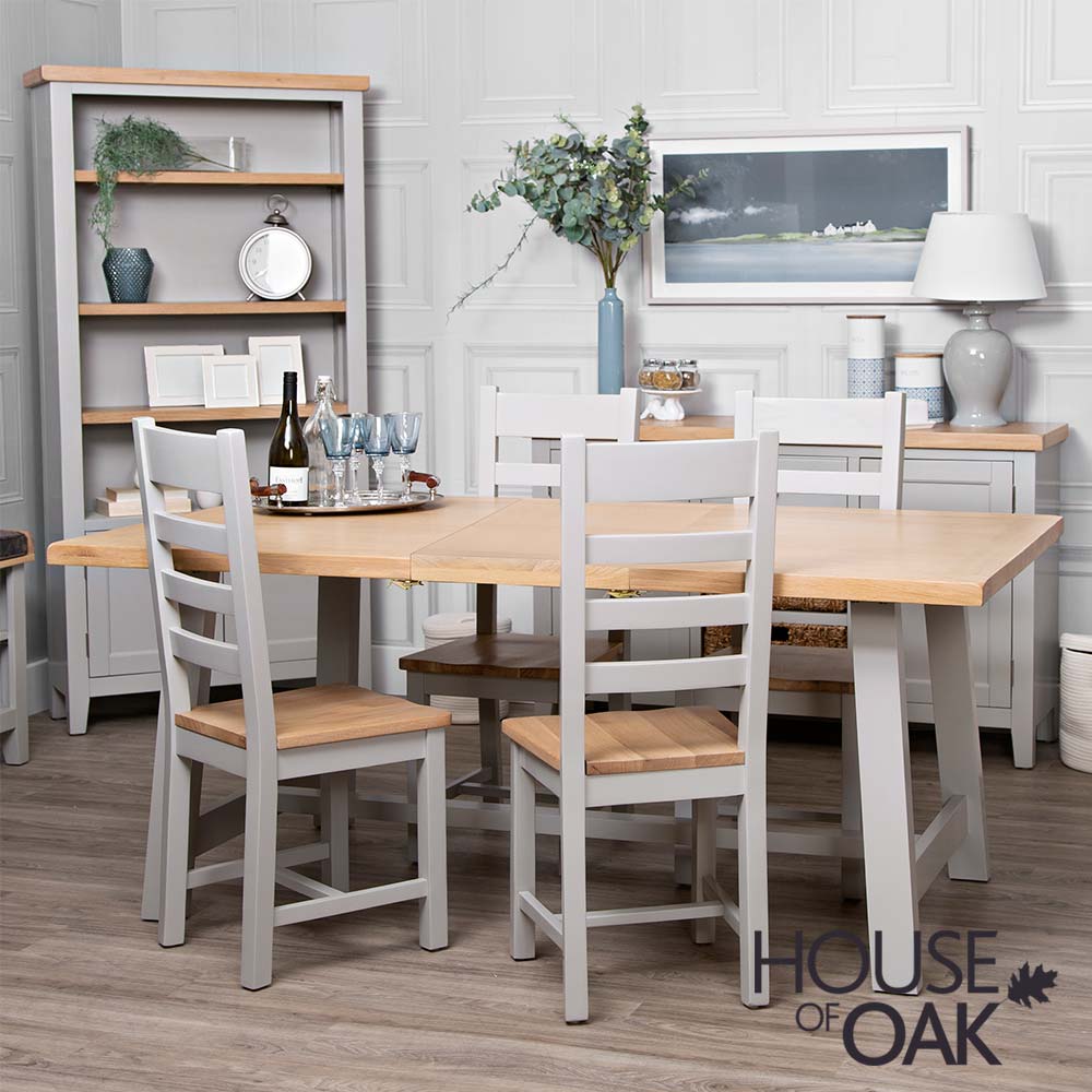 Roma Oak 180cm Extending Refectory Dining Table in Grey Painted