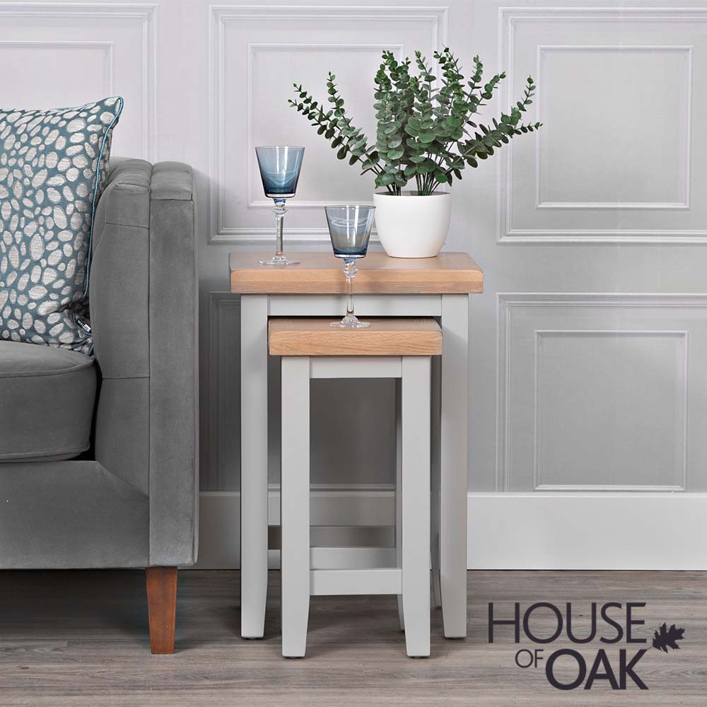 Roma Oak Nest of 2 Tables in Grey Painted